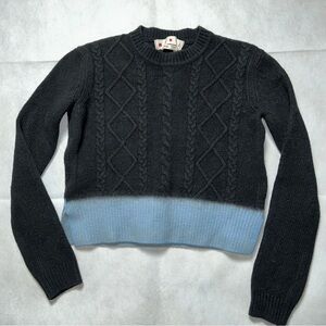 Marni black and blue cable knit wool cropped sweater size EU 36